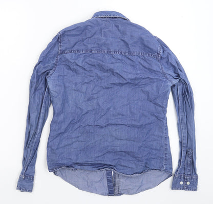 Denim & Co. Womens Blue  Denim Basic Button-Up Size 8