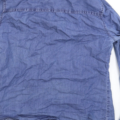 Denim & Co. Womens Blue  Denim Basic Button-Up Size 8