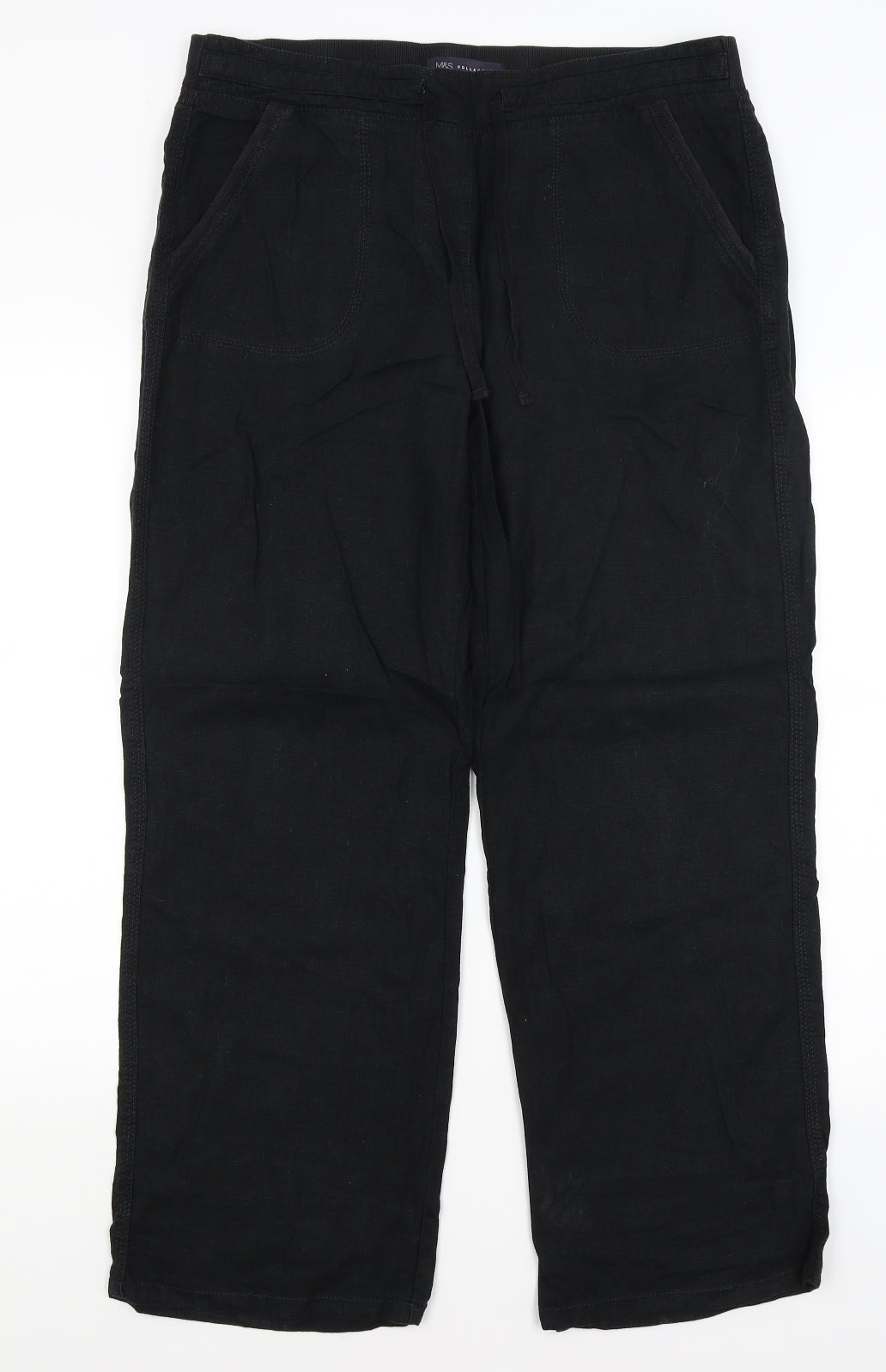 Womens UK Size 14 M&S Regular Fit  Black Trousers