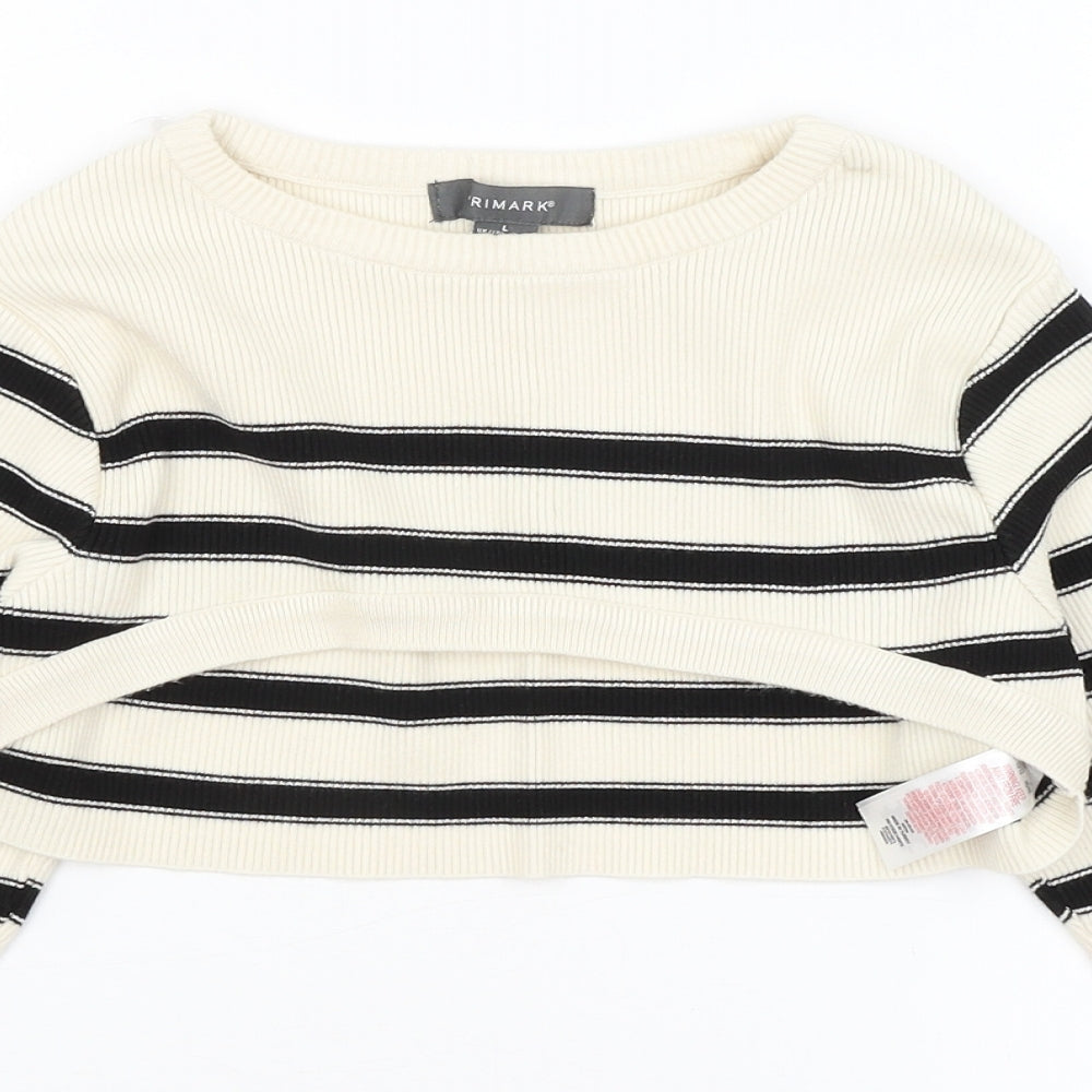 Primark Womens Ivory Striped  Pullover Jumper Size L