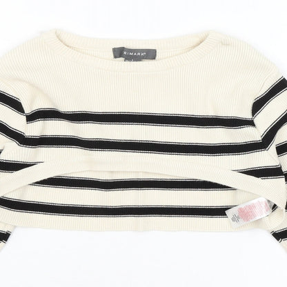 Primark Womens Ivory Striped  Pullover Jumper Size L