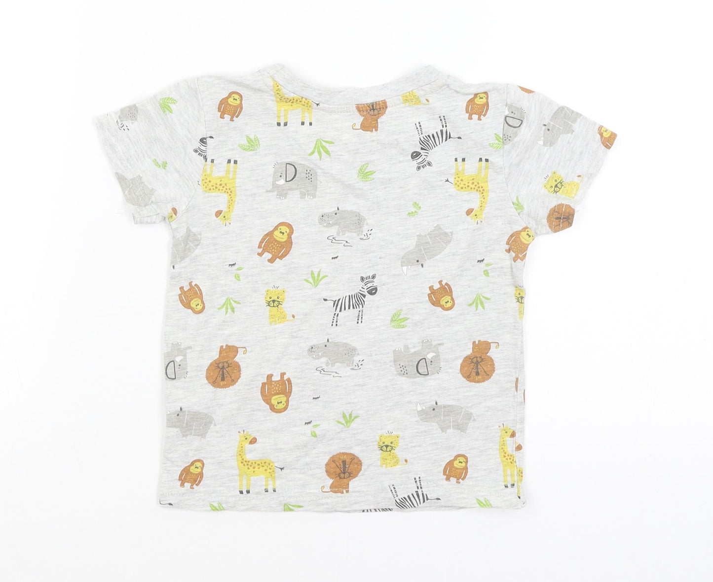 Primark Baby Grey   Basic T-Shirt Size 12-18 Months  - African Animals