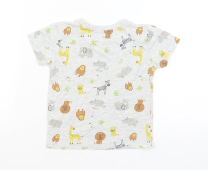 Primark Baby Grey   Basic T-Shirt Size 12-18 Months  - African Animals