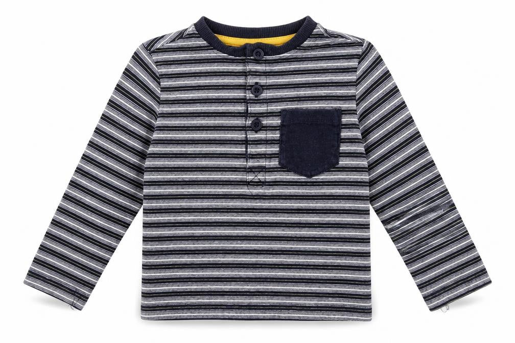 Front view of F&F Baby Blue Striped Basic T-Shirt, size 12-18, Months
