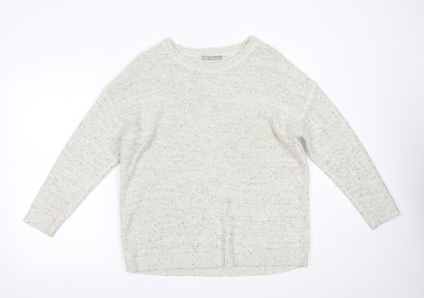 Womens UK Size 14 Marks and Spencer Ivory Pullover Jumper