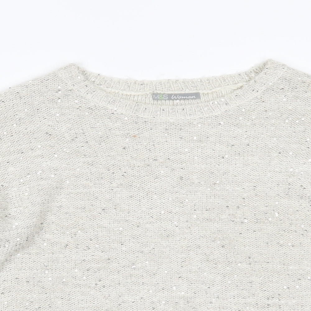 Womens UK Size 14 Marks and Spencer Ivory Pullover Jumper