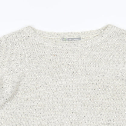Womens UK Size 14 Marks and Spencer Ivory Pullover Jumper