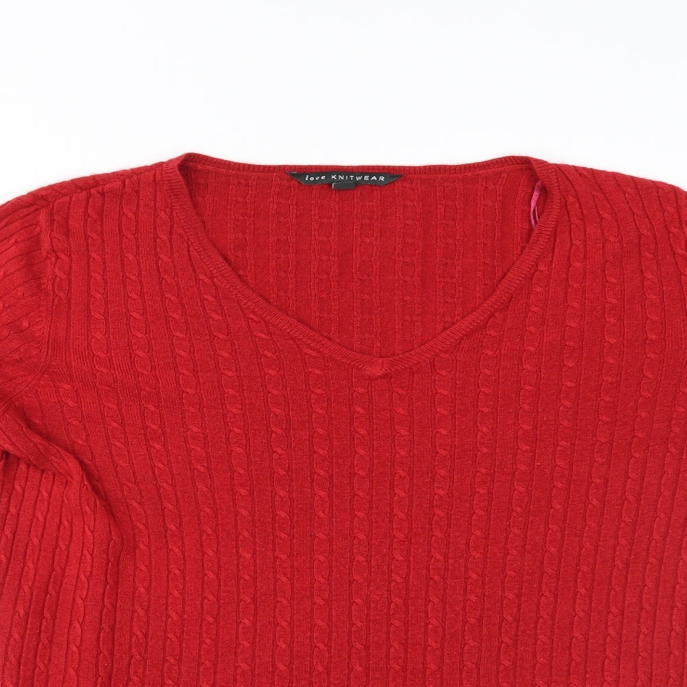 Womens UK Size 16 Love Knitwear Red Pullover Jumper