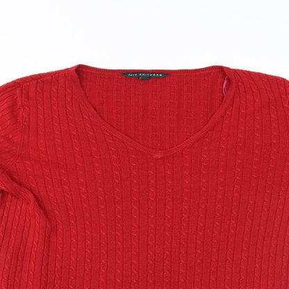Womens UK Size 16 Love Knitwear Red Pullover Jumper