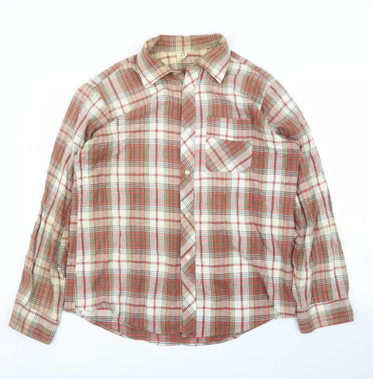 Araela Mens Red Plaid   Button-Up Size L