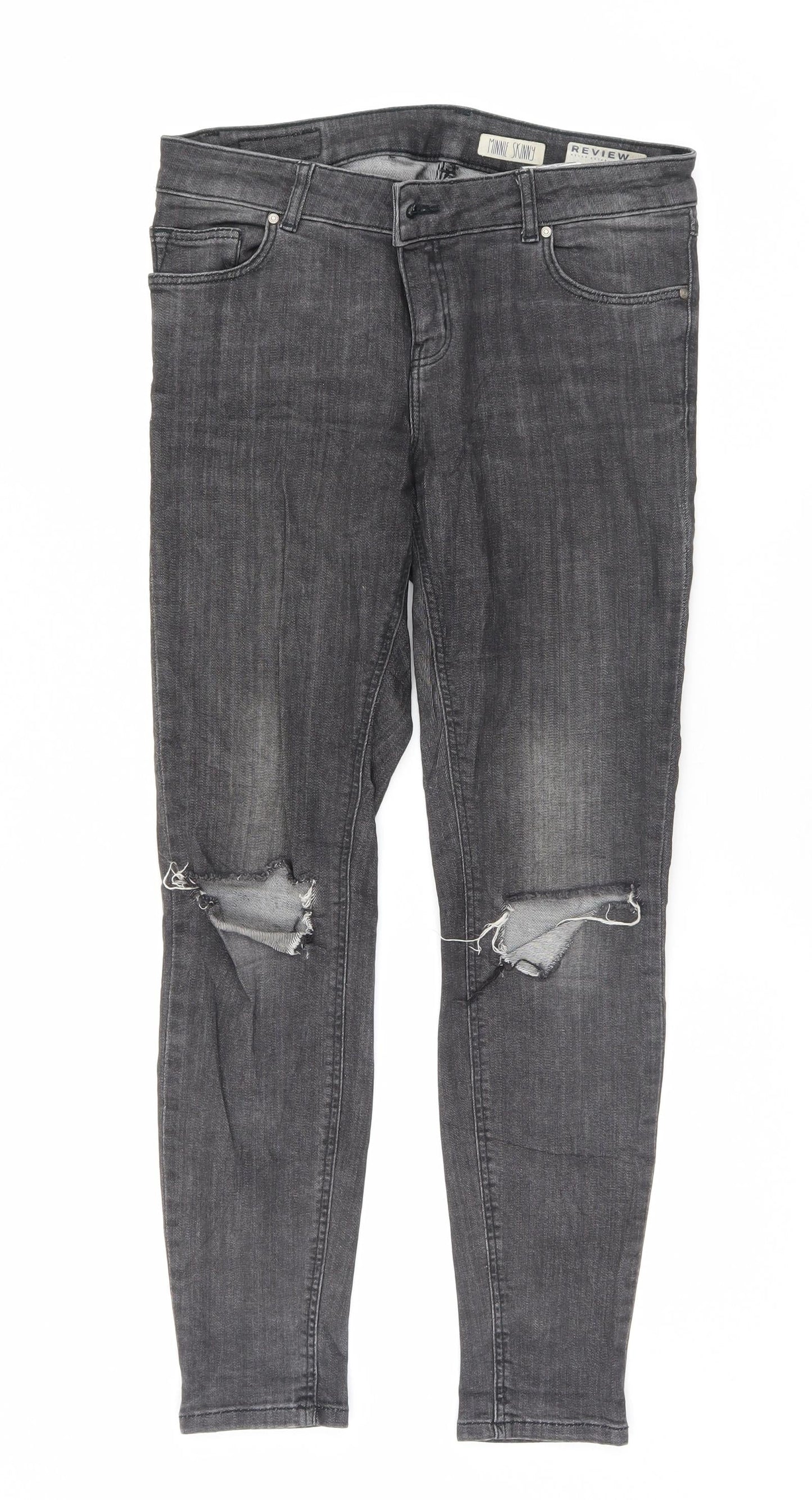 Womens UK Size 28 Review Regular Fit Skinny Grey Jeans