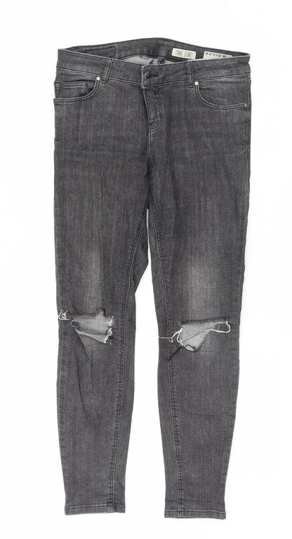 Womens UK Size 28 Review Regular Fit Skinny Grey Jeans