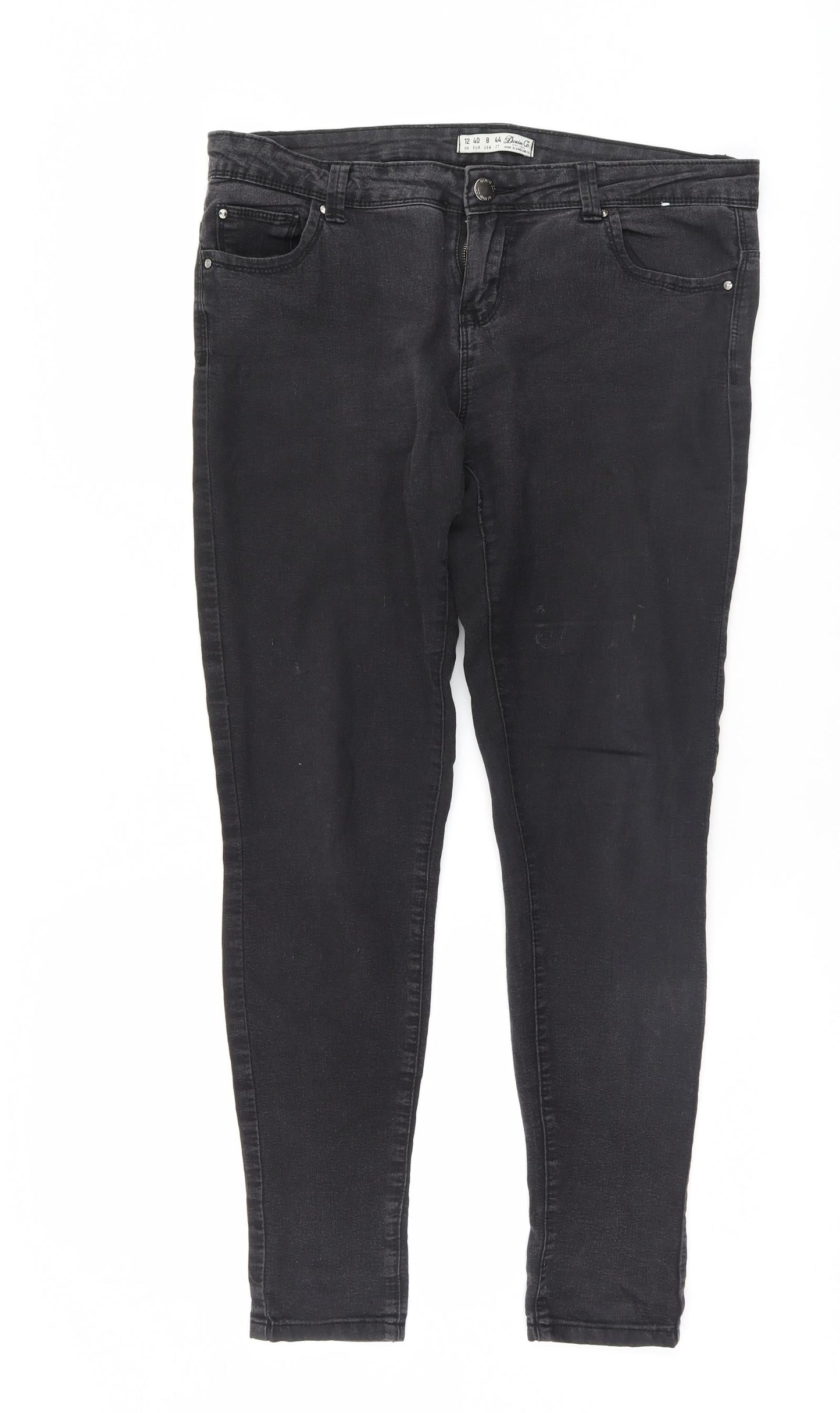 Womens UK Size 12 Denim and co Regular Fit Skinny Black Jeans