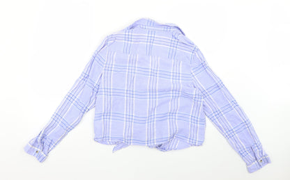 Peacocks Womens Blue Check  Basic Button-Up Size 16