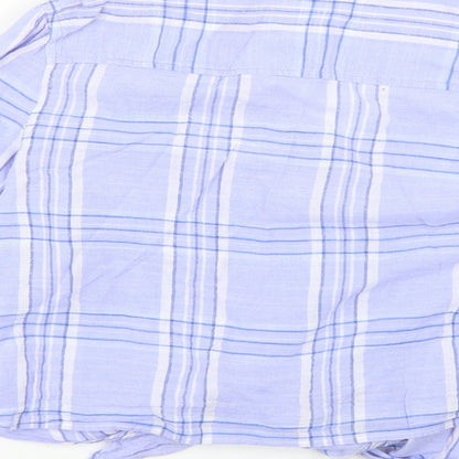 Peacocks Womens Blue Check  Basic Button-Up Size 16