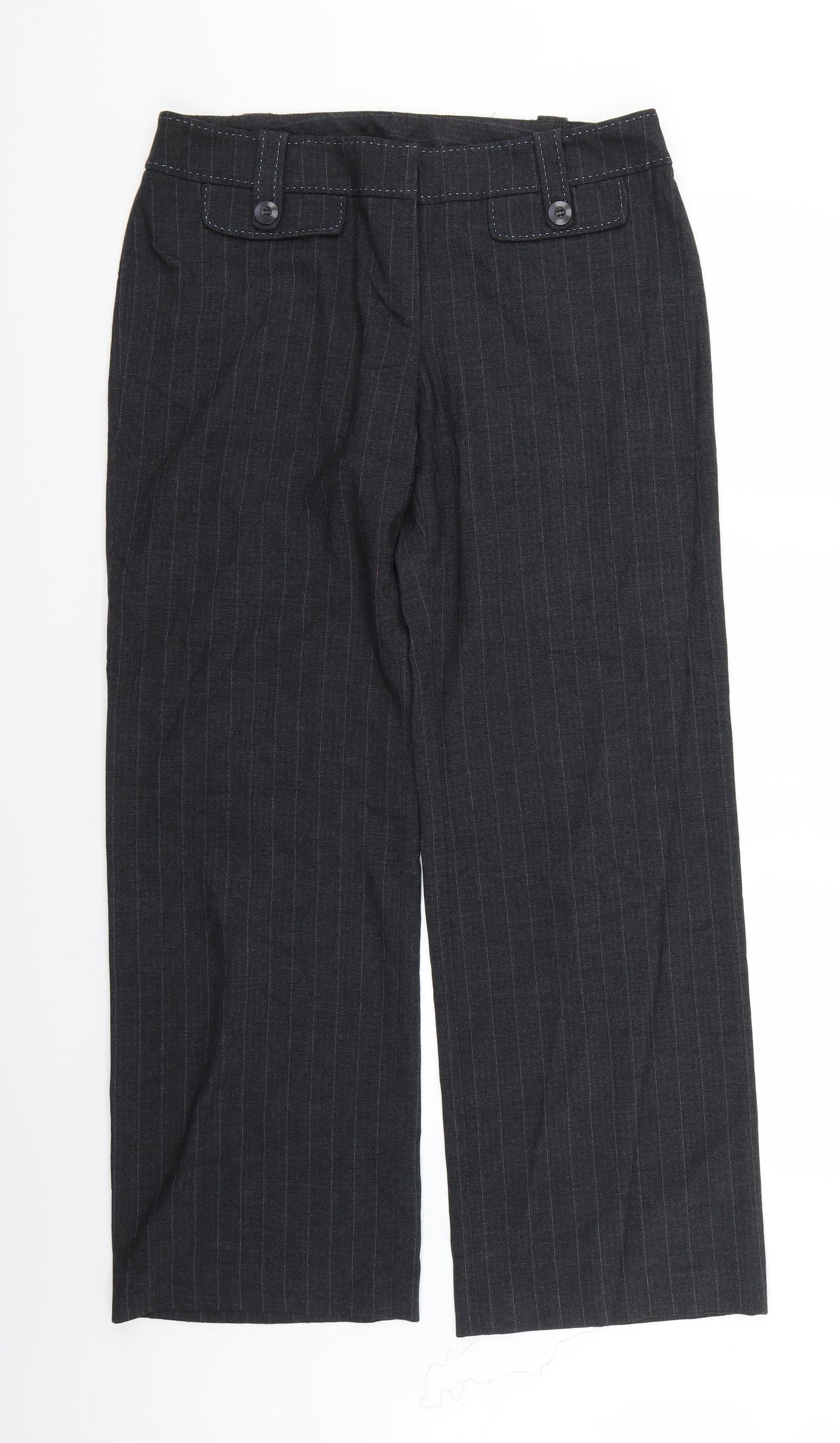 F&F Womens Grey Striped  Trousers  Size 14 L29 in