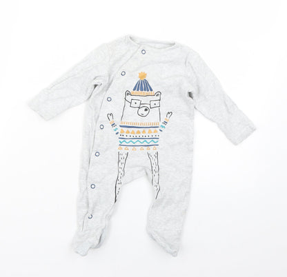 Marks and Spencer Baby Grey Geometric  Babygrow One-Piece Size 0-3 Months