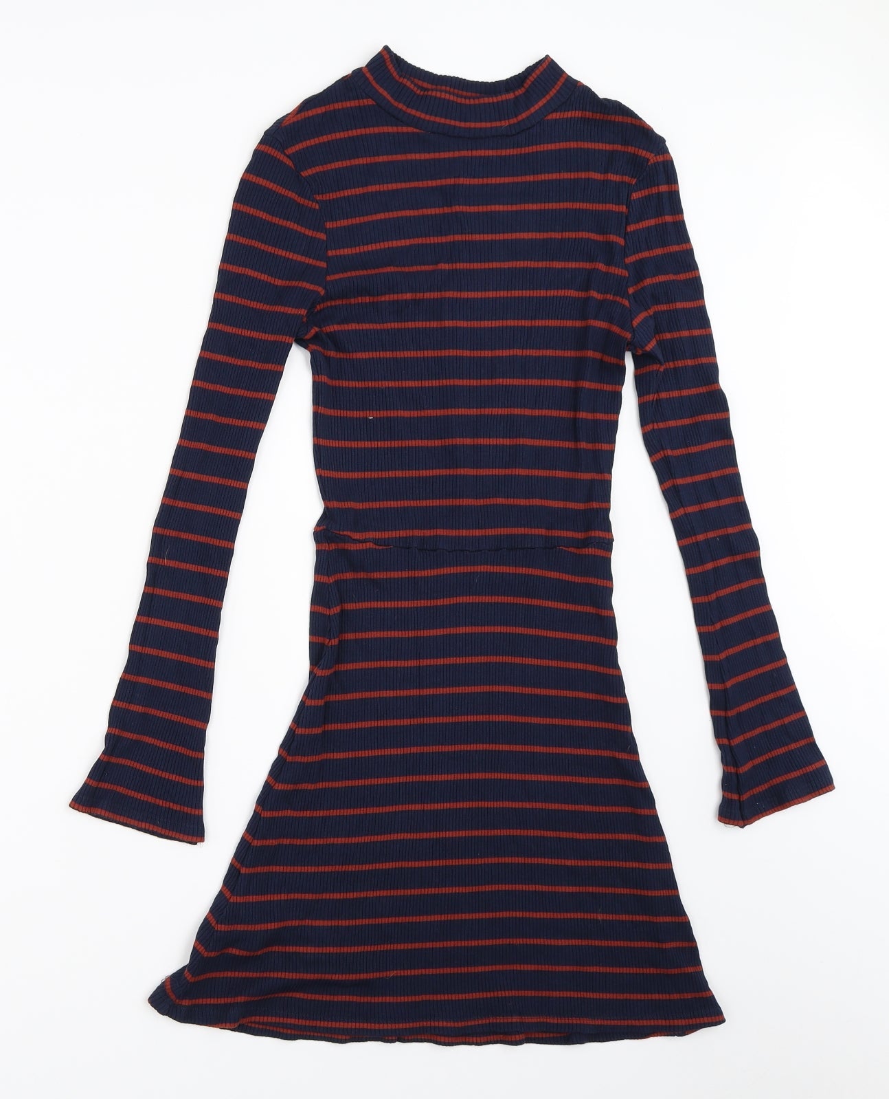 MNG Womens Blue Striped  Fit & Flare  Size XS