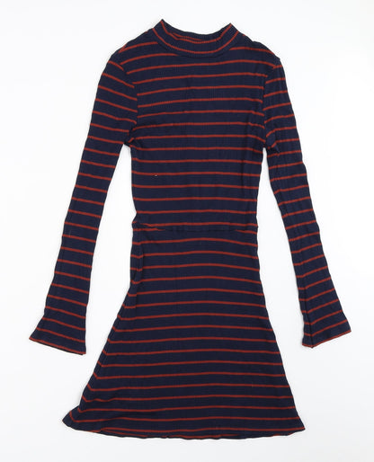 MNG Womens Blue Striped  Fit & Flare  Size XS