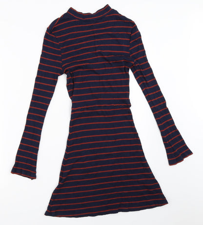 MNG Womens Blue Striped  Fit & Flare  Size XS