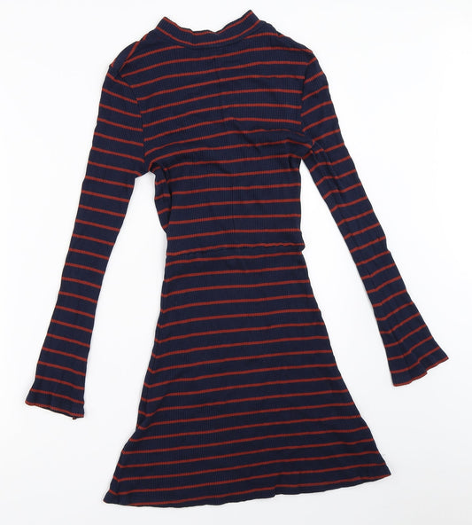 MNG Womens Blue Striped  Fit & Flare  Size XS