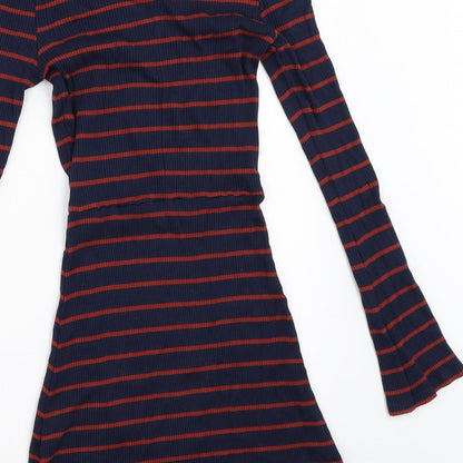 MNG Womens Blue Striped  Fit & Flare  Size XS