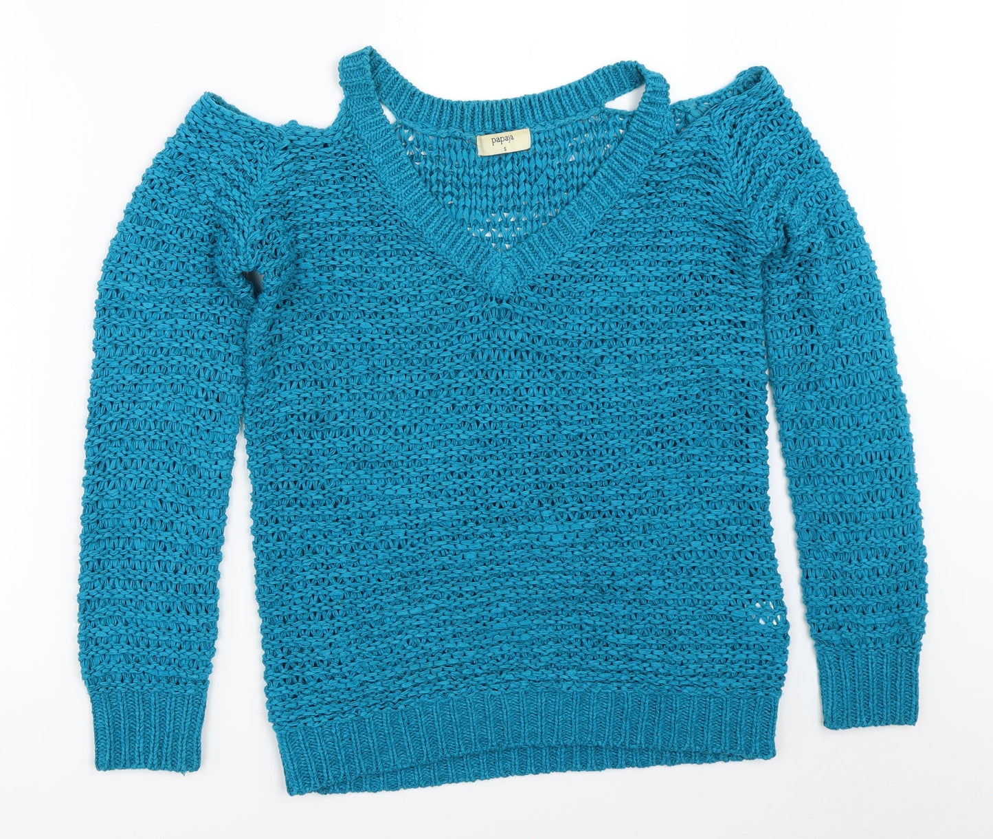 Womens UK Size S Papaya Blue Pullover Jumper
