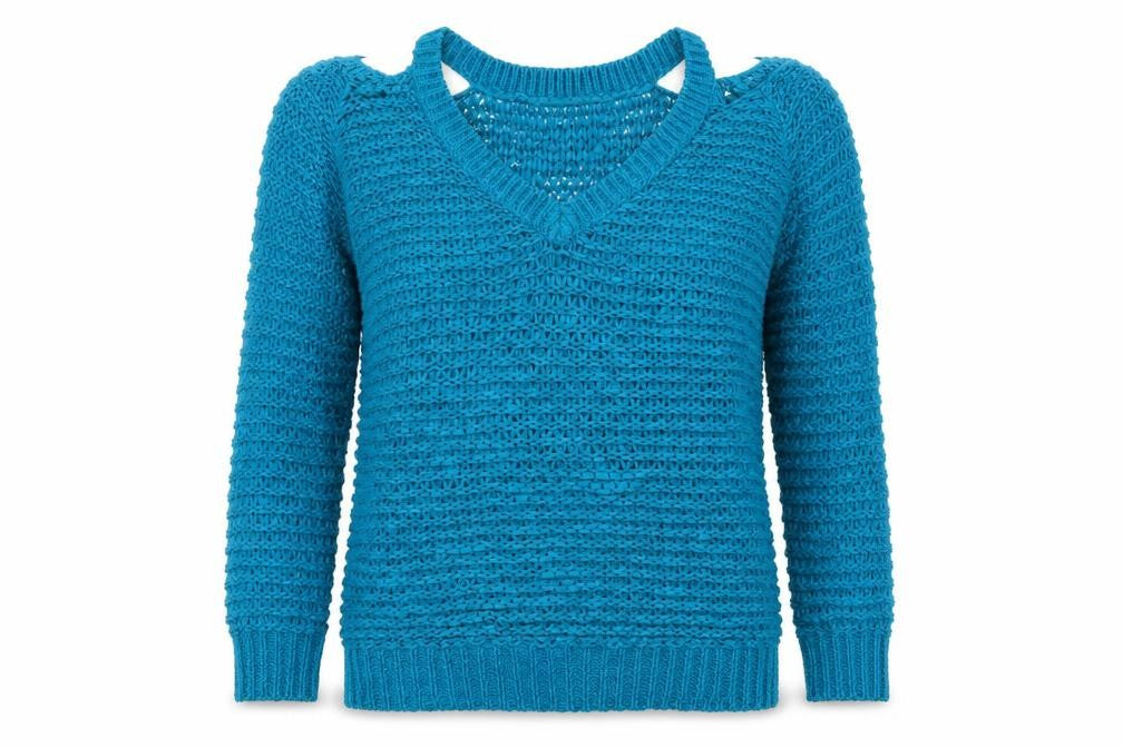 Womens UK Size S Papaya Blue Pullover Jumper
