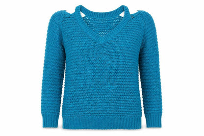 Womens UK Size S Papaya Blue Pullover Jumper