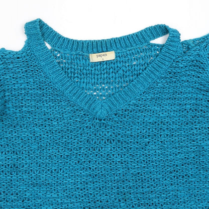 Womens UK Size S Papaya Blue Pullover Jumper