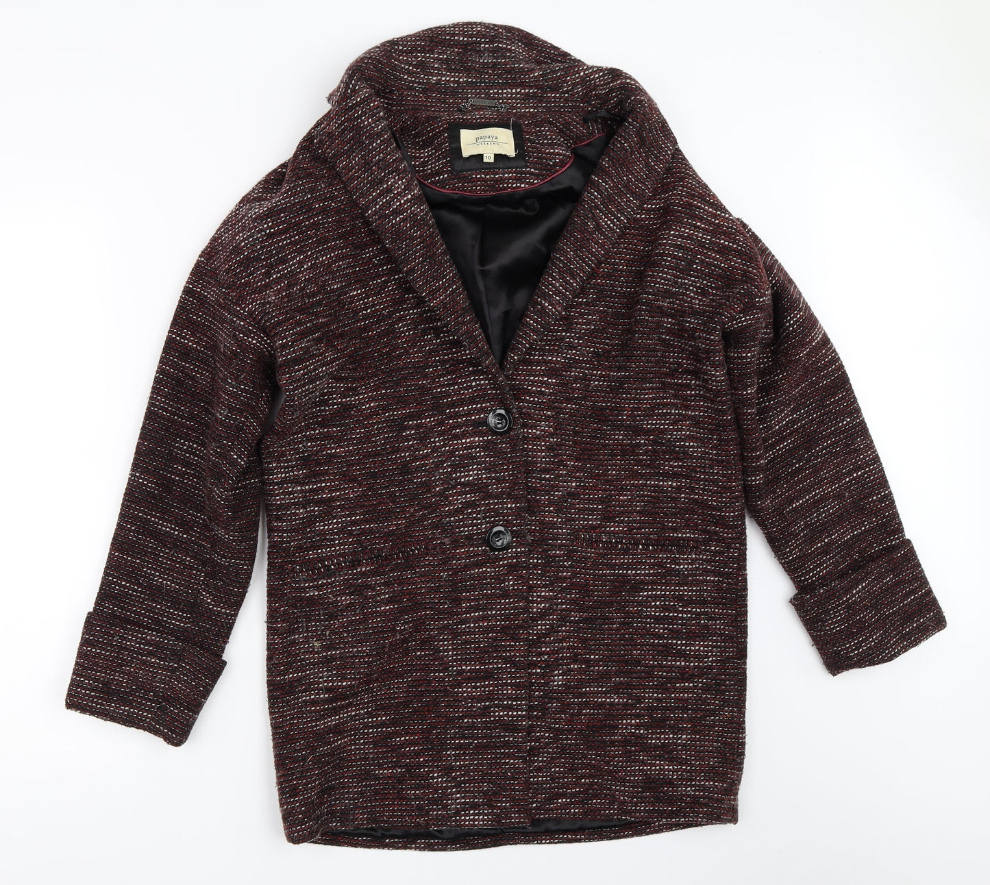 Papaya Womens Black   Overcoat Coat Size 10