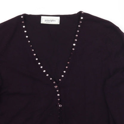 Womens UK Size L Principles Purple Cardigan Jumper