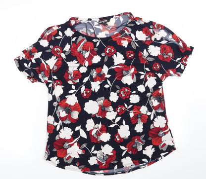 The Collection by Debenhams Womens Blue Floral  Basic T-Shirt Size 10
