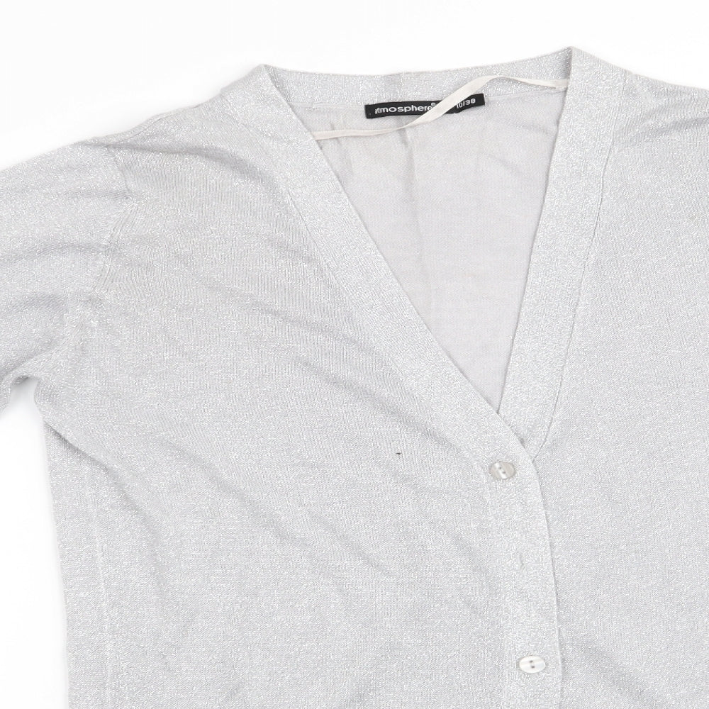 Womens UK Size 10 Atmoshpere Silver Cardigan Jumper