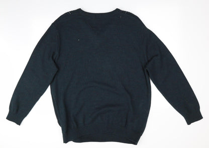 BHS Mens Green Striped  Pullover Jumper Size L