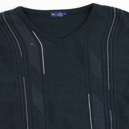 BHS Mens Green Striped  Pullover Jumper Size L