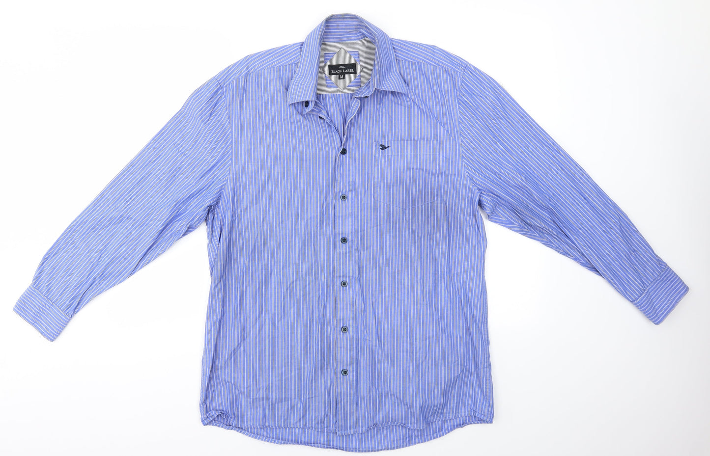 Mens UK Size M Black Label Blue  Button-Up Long Sleeve Casual Shirt
