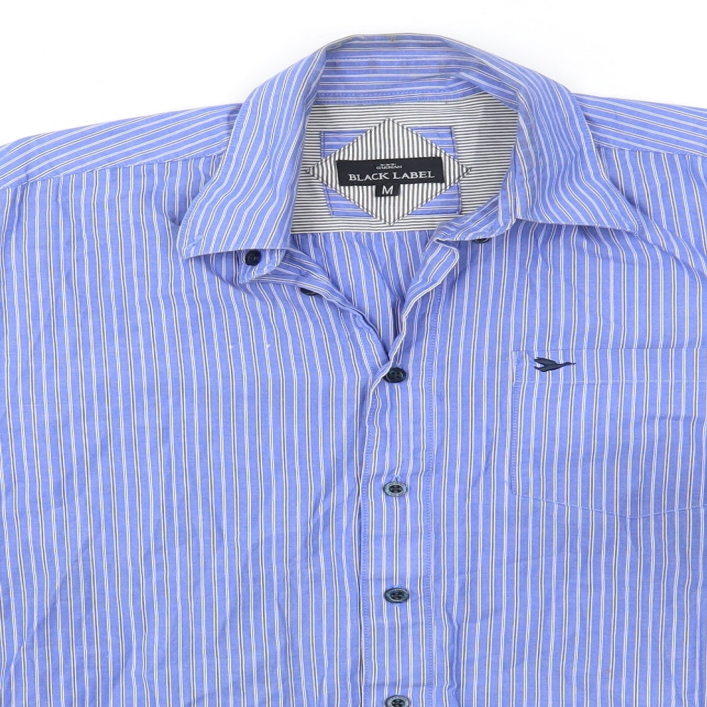 Mens UK Size M Black Label Blue  Button-Up Long Sleeve Casual Shirt