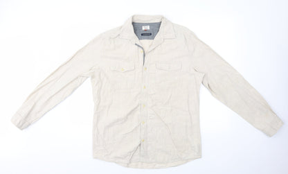Mens UK Size L NEXT Beige  Button-Up Long Sleeve Casual Shirt