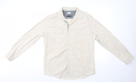 Mens UK Size L NEXT Beige  Button-Up Long Sleeve Casual Shirt