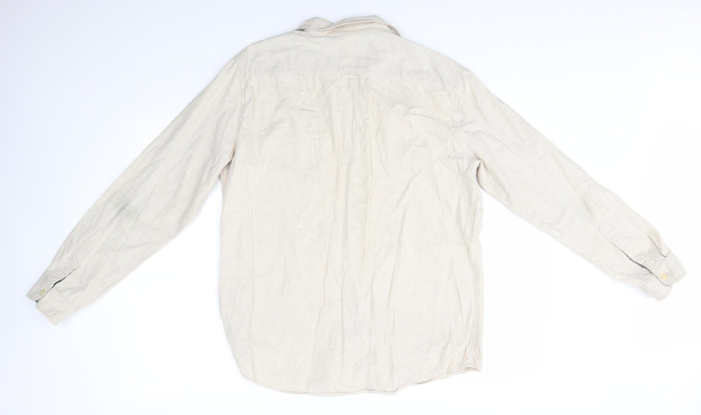 Mens UK Size L NEXT Beige  Button-Up Long Sleeve Casual Shirt