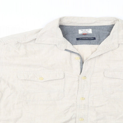 Mens UK Size L NEXT Beige  Button-Up Long Sleeve Casual Shirt