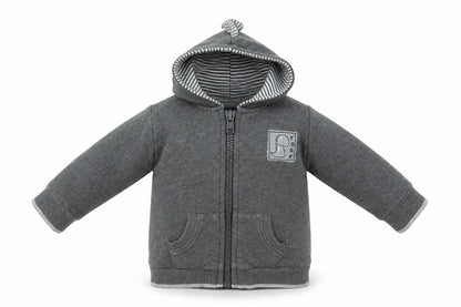 Front view of George Baby Grey Full Zip Jumper, size 3-6, Months - DINOSAUR