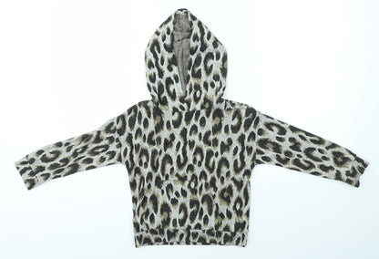 Matalan Girls Multicoloured Animal Print  Pullover Hoodie Size 7 Years