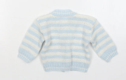 Preworn Boys Multicoloured Striped  Cardigan Jumper Size 6-9 Months