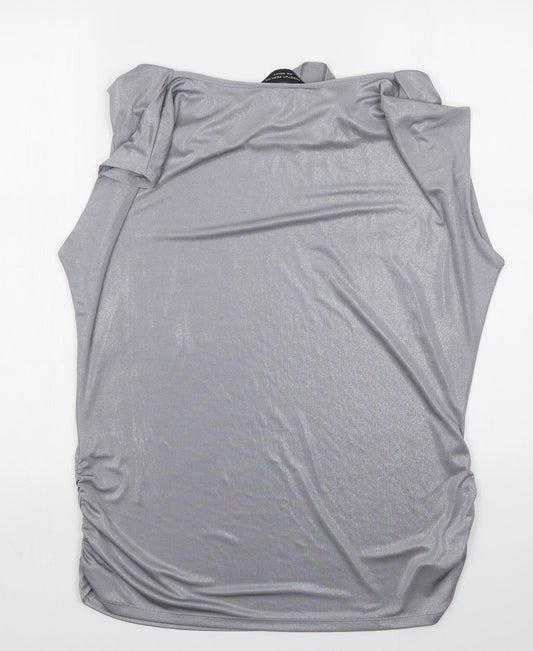 Womens UK Size 18 Dorothy Perkins Silver Basic Blouse