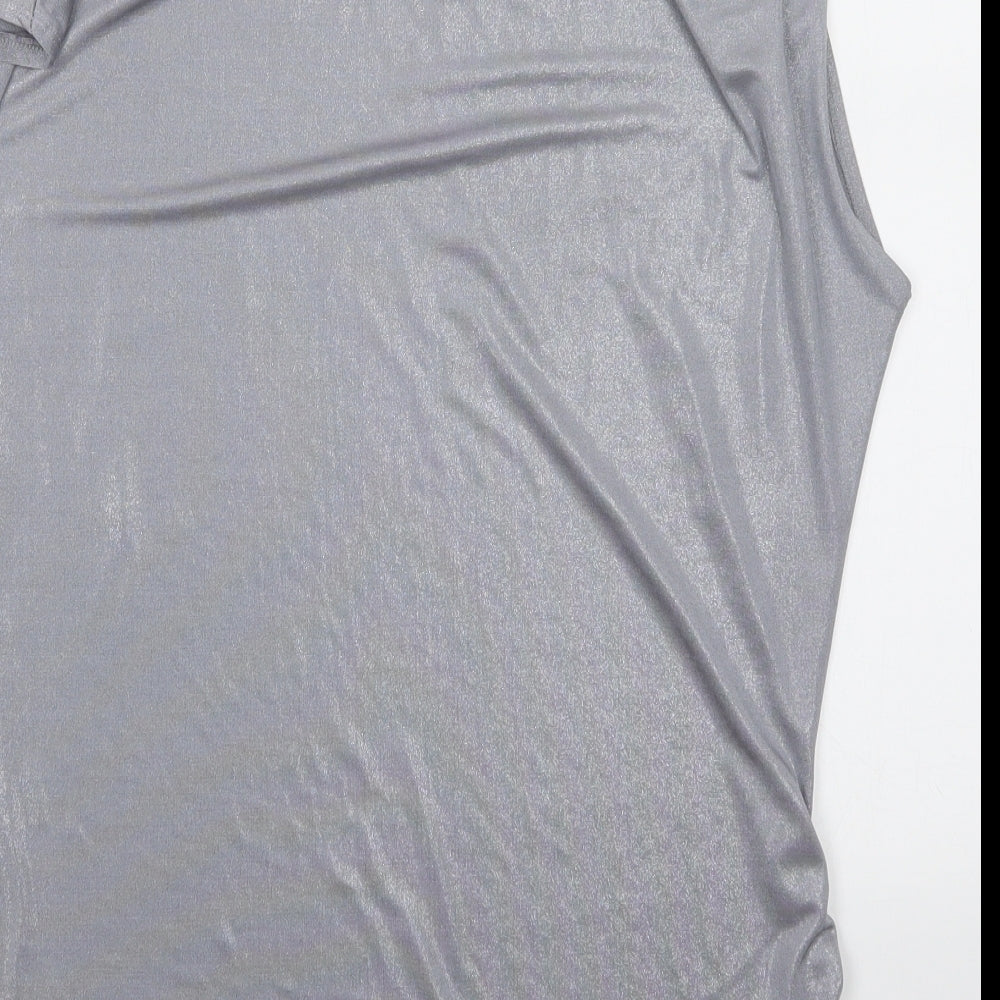 Womens UK Size 18 Dorothy Perkins Silver Basic Blouse