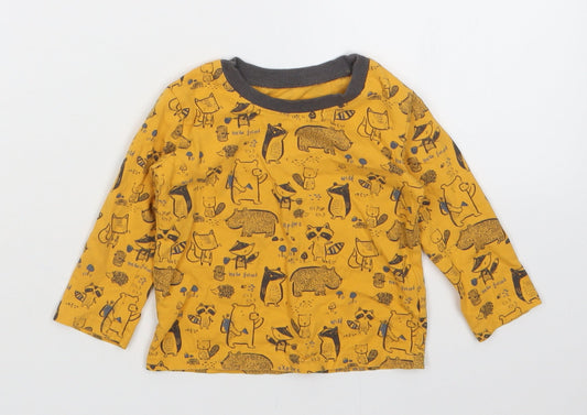 George Boys Yellow Animal Print  Basic T-Shirt Size 9-12 Months
