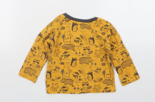 George Boys Yellow Animal Print  Basic T-Shirt Size 9-12 Months