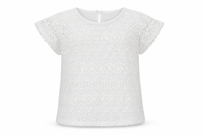Front view of Tu girls’ white floral basic t-shirt, size 6, years